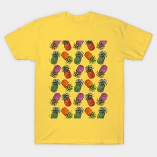 Colorful Cool Hawaiian Pineapple Fruit Pattern Tropical Summer Gift T-Shirt